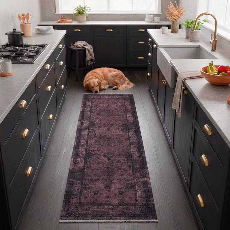 Vintage Kelim Tapijt Bordeaux Rood - Laagpolig en Superzacht Vloerkleed - B/D: 80 x 215 cm