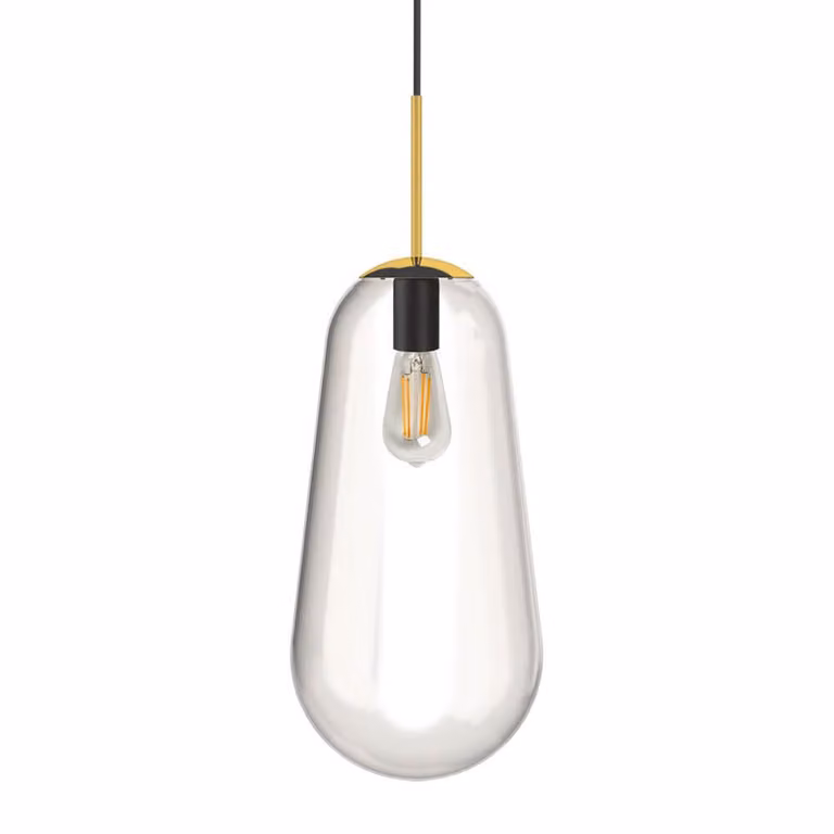 Lyora Glazen hanglamp Pear Long goud met helder glas Ø 22 cm