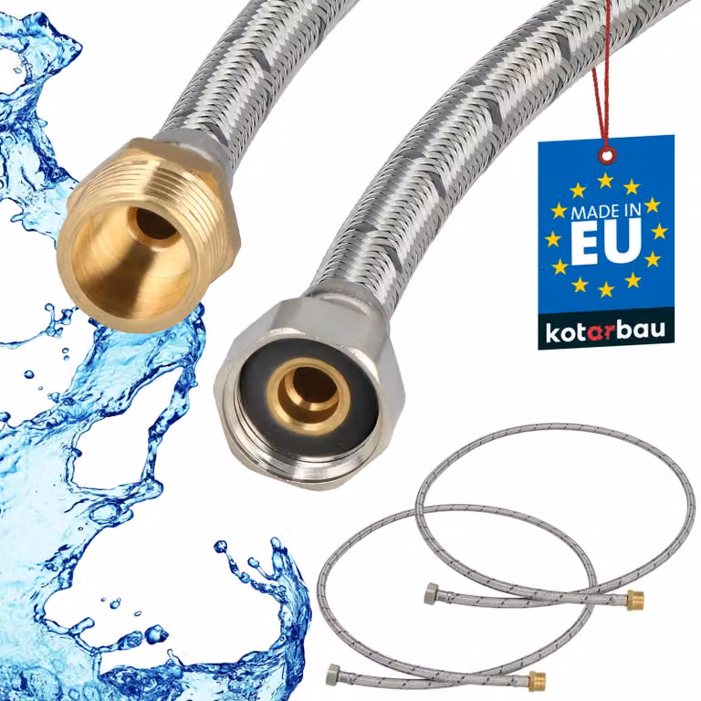 KOTARBAU 2 stuks Flexibele Sanitaire Aansluitslang 1/2" x 1/2" Buitendraad x Binnendraad Roestvrijstaal 150 cm
