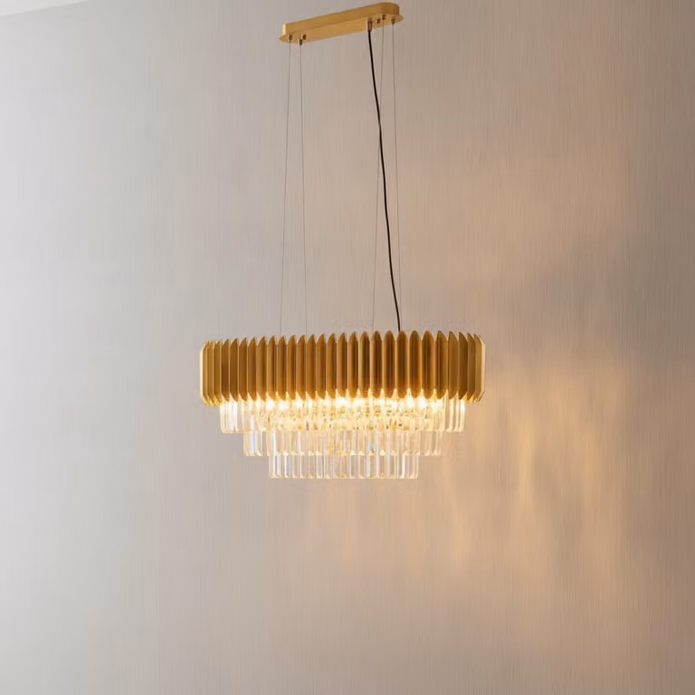 Lyora Hanglamp Magnolia langwerpig goud en kristal