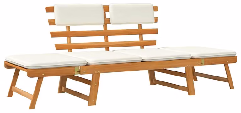 vidaXL Tuinbank 2-in-1 met kussens van massief acaciahout, 190 cm