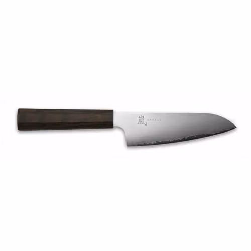 Yaxell Santoku Mes Hana 12,5 cm - 3-laags RVS - Donkerbruin Pakkahouten heft