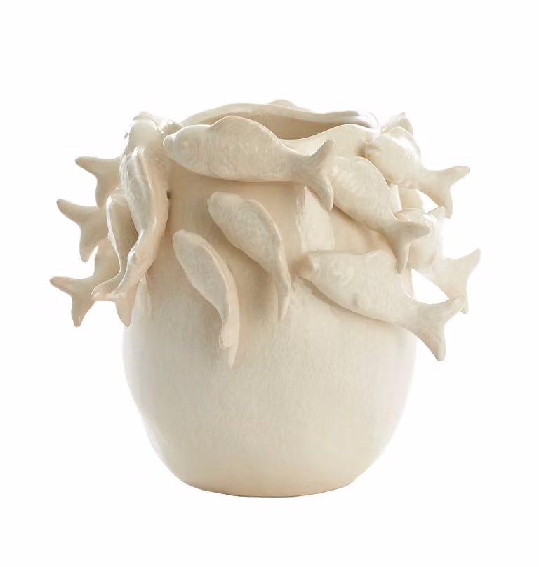 Light & Living Vaas Fish Keramiek Beige Ovaal B: 29 cm, D: 29 cm, H: 27 cm