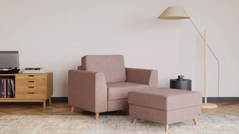 BRUNO Slaapstoel Aurora Blush met Ottomaan en Massief Houten Frame