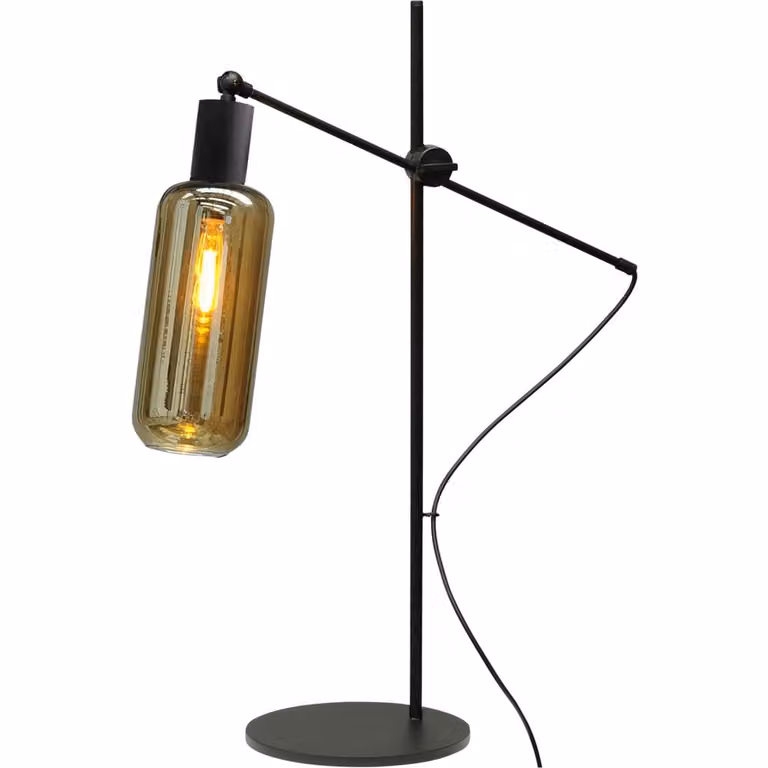 Masterlight Bounty Zwarte Tafellamp met Cilinderglas