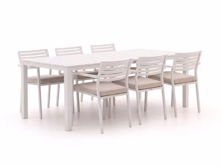 Bellagio Diningset voor 6 personen, Aluminium, Wit of Beige