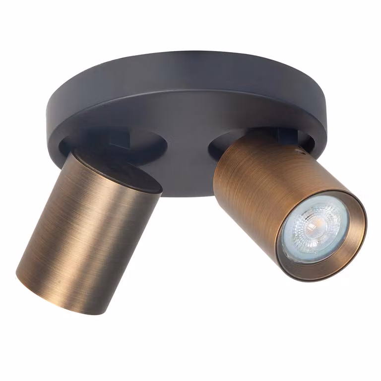 Highlight Oliver 2-lichts ronde opbouwspot brons zwart