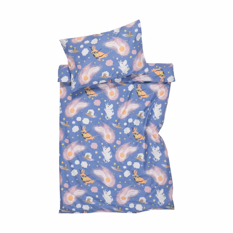 Moomin Arabia Rymdäventyr GOTS beddengoed voor kinderen, 85x125 cm