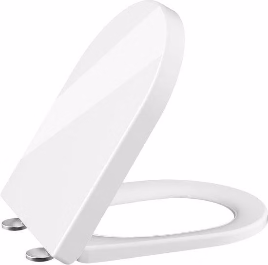 D-vormige toiletbril met softclose en quick-release, verstelbare scharnieren, wit