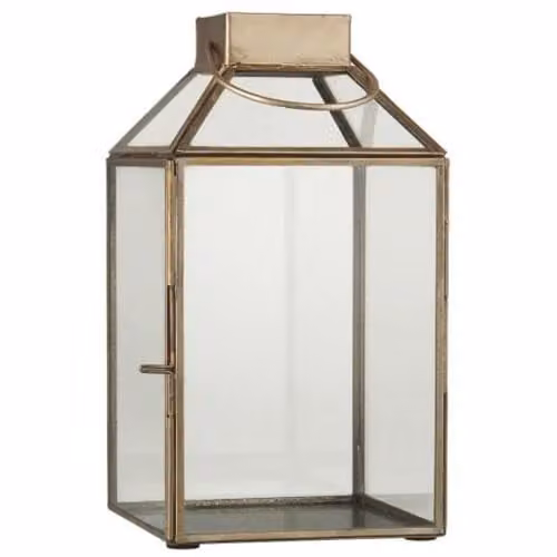 Ib Laursen Lantaarn Norr Witch Messing en Glas voor Pijlerkaarsen, Hoogte: 25,5 cm