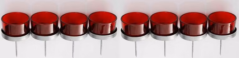 Set van 8 rode waxinelichthouders voor adventskransen, diameter: 5 cm