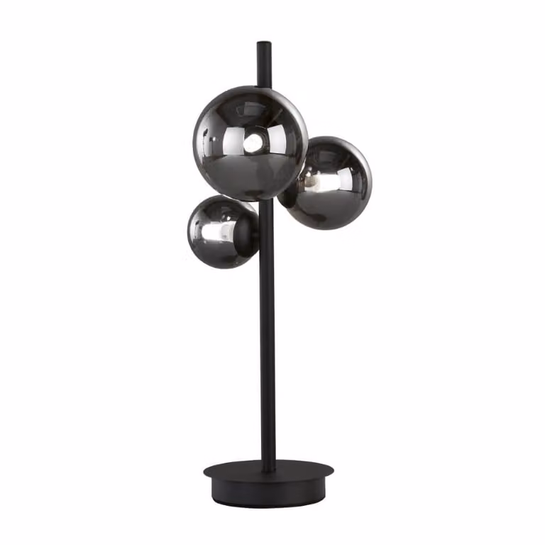 Fischer & Honsel Bala LED-tafellamp, 3-voudig, G9, warm wit, dimbaar, grijs glas met zandzwarte voet