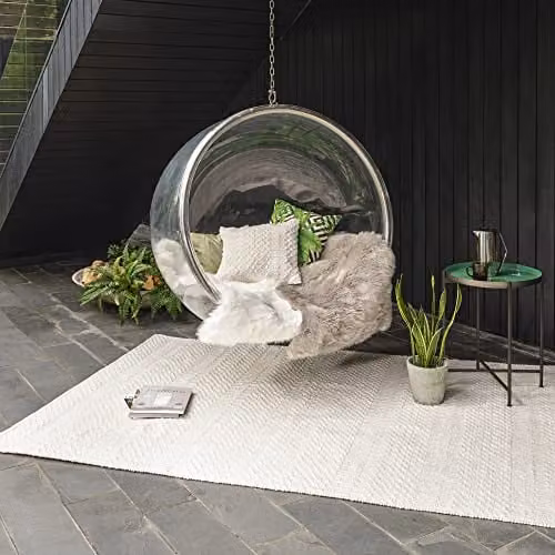 Halsey Handgemaakt Geometrisch Flatweave Tuin en Indoor Outdoor Tapijt - Natuurlijk - 160 x 230 cm
