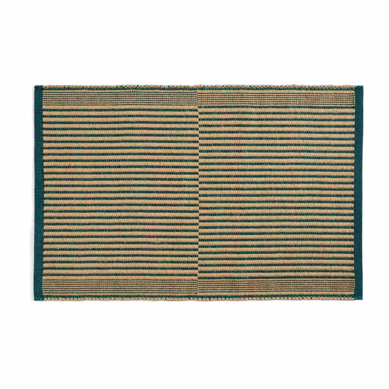 HAY Tapis deurmat zwart-groen gestreept B: 60 cm, D: 95 cm