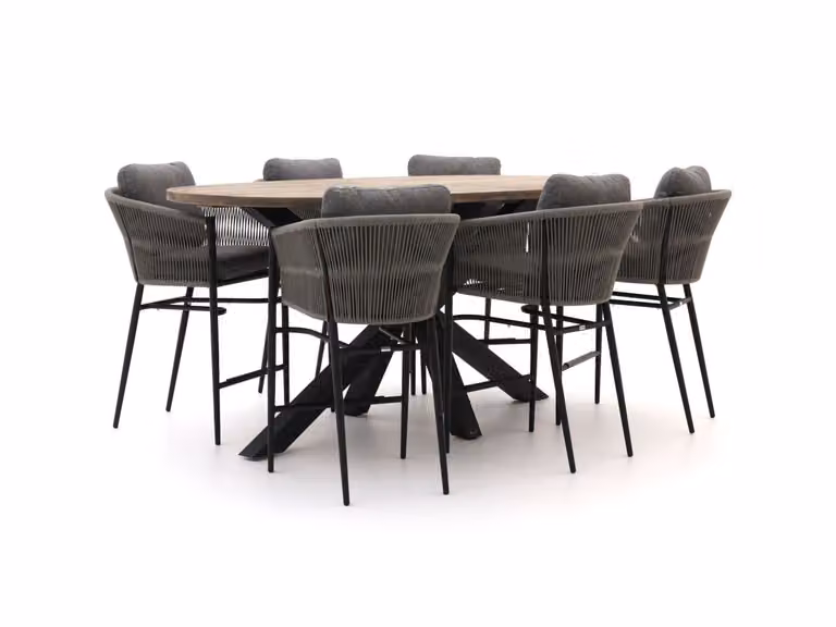 Barset Bellagio 7-delige tuinset voor 6 personen van bruin teakhout