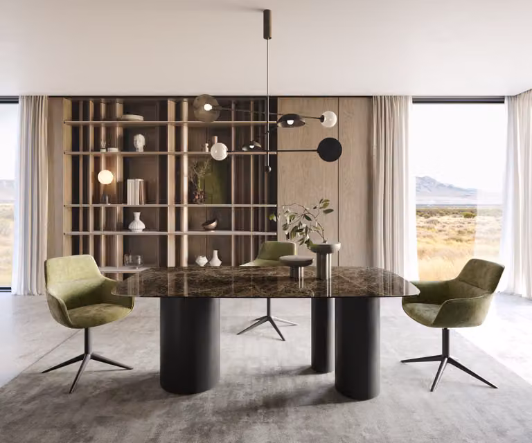 DELIFE Eettafel Edge Boot Keramiek Emperador Extra Lucidato Donkerbruin met Zwart Metalen Onderstel B: 200 cm, D: 100 cm, H: 76 cm