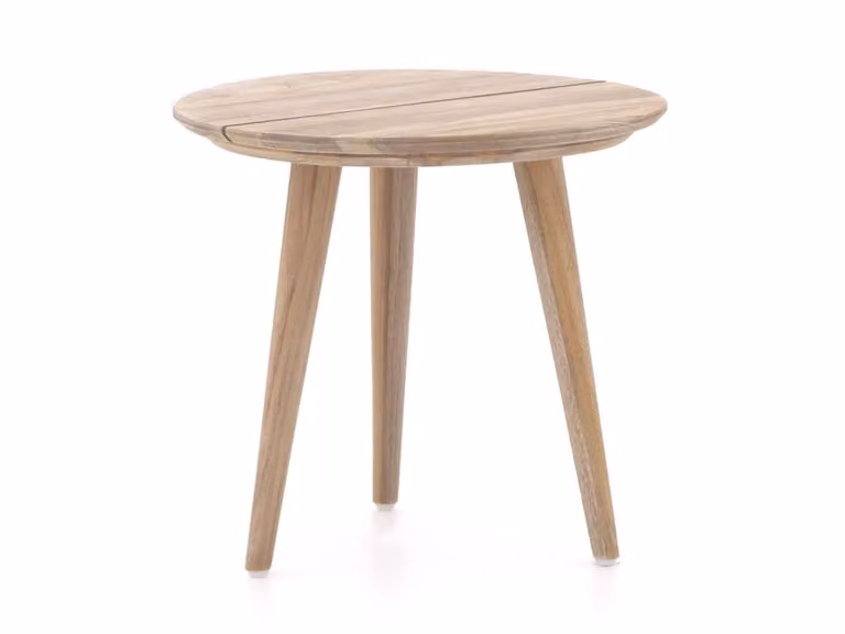 ROUGH Furniture Bijzettafel tuin rond van teakhout bruin of grijs Ø50cm