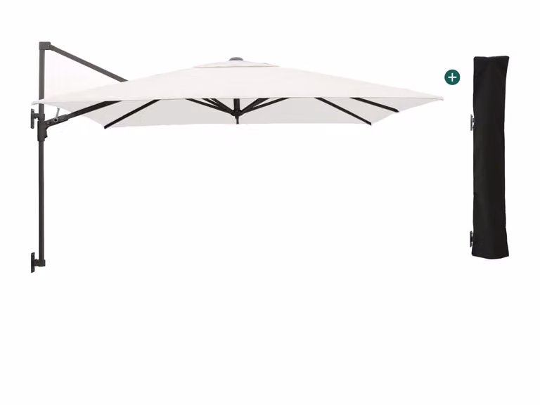 Shadowline muurparasol voor balkon inclusief hoes, Vierkant, 250 x 250 cm