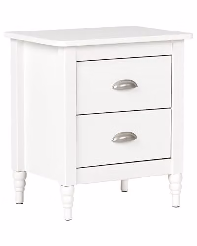 Beliani Shillington Modern Retro Nachtkastje met 2 Lades - Wit - Dennenhout