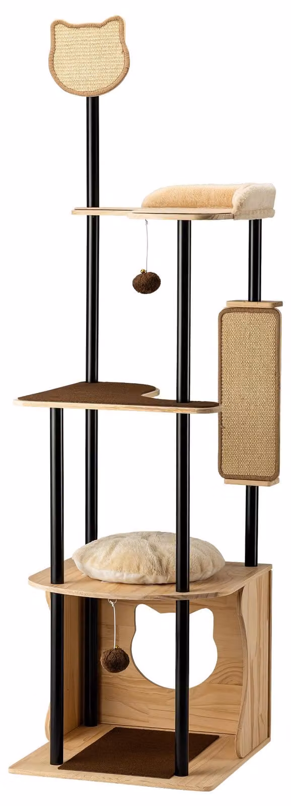 Fudajo Krabboom van metaal met sisal en krabplank, modern design, H x B x D: 168 x 48 x 48 cm