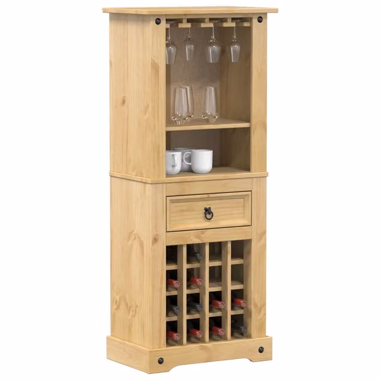 DKD HOME DECOR Wijnrek Corona van massief grenenhout, B/D/H: 56 x 35 x 120 cm