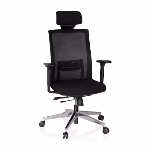 hjh OFFICE Captiva professionele draaistoel met netrug en topuitrusting - Zwart