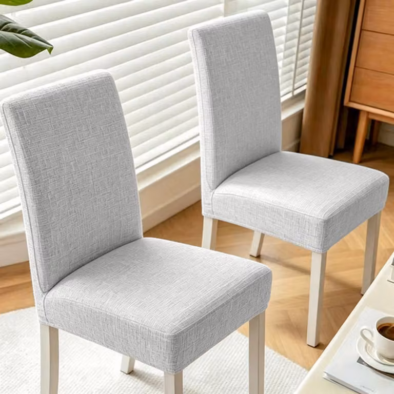 Set van 2 wasbare stretch stoelhozen met afneembare strepen voor eetkamerstoelen en schommelstoelen
