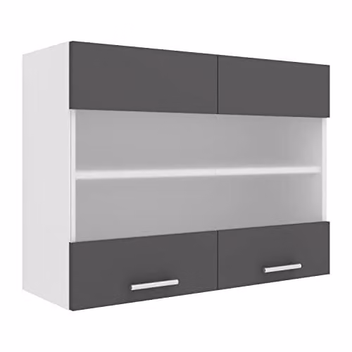 VCM Esilo Keukenwandkast met Mat Glazen Deur, Wit/Antraciet, Breedte: 80 cm