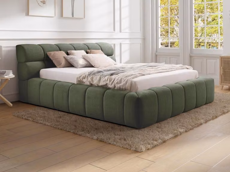 Vente-unique Bed met opbergruimte en zijvakken - Groen - 180 x 200 cm
