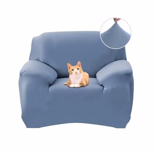 Jaotto Bankhoes voor 1-zits sofa, elastisch en antislip, grijs en blauw met patroon
