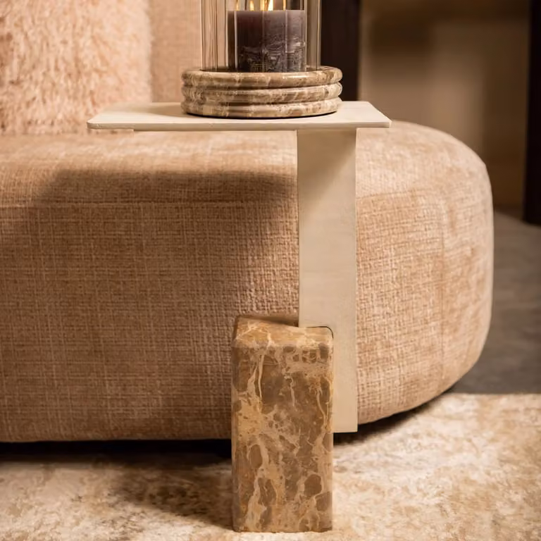 PTMD Bijzettafel Ebe beige met rechthoekig blad, B/D/H: 54 x 25 x 35,5 cm