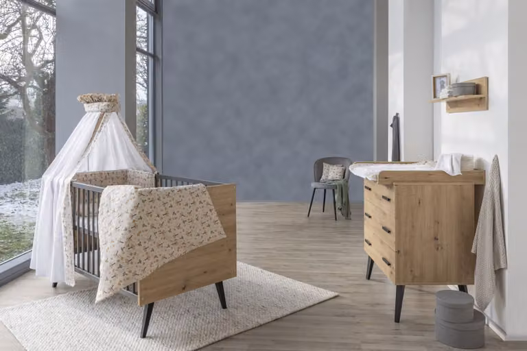 home24 Babykamerset Morris 2-delig bruin/zwart B: 90 cm, D: 102 cm, H: 144 cm