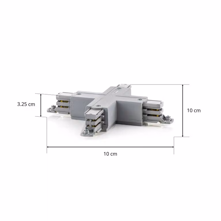 GLOBAL X-verbinder kruisstuk 3-fase stroomrail, grijs aluminium
