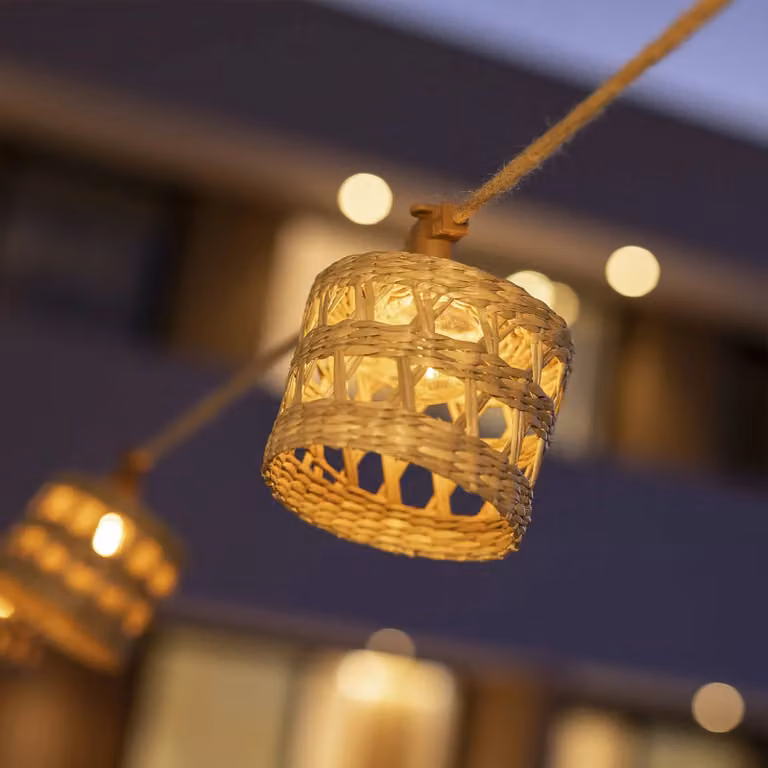 Newgarden Alba LED lichtketting met kabel, hout, beige