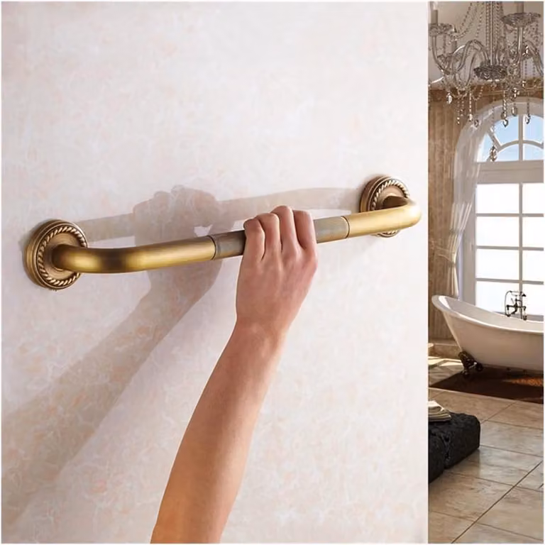 Badkamer handgreep leuning in antiek messing, 50 cm