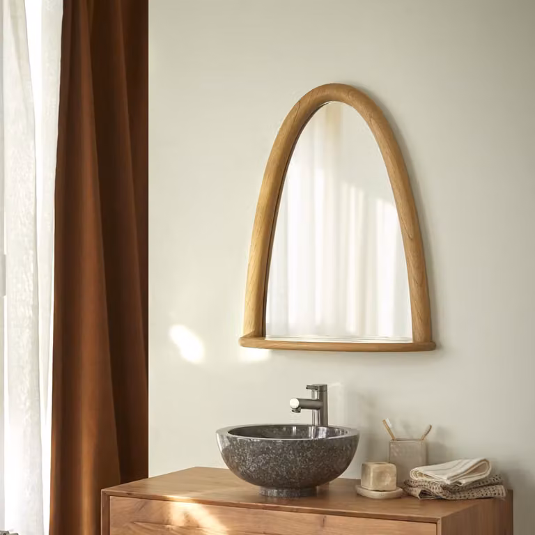 Tikamoon Badkamerspiegel Modern Bruin Hout B: 68 cm, D: 55 cm