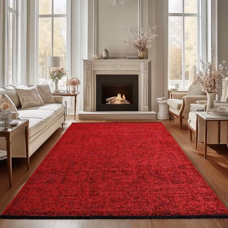 Runner vloerkleed Kelim van katoen en chenille - Rood - 80 x 250 cm