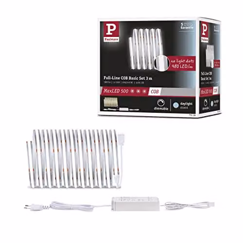 Paulmann MaxLED COB LED-strip zilver 3m dimbaar en uitbreidbaar 6500K