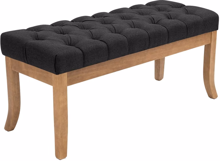 CLP Zitbank Ramses Chesterfield donkergrijs met licht houten onderstel