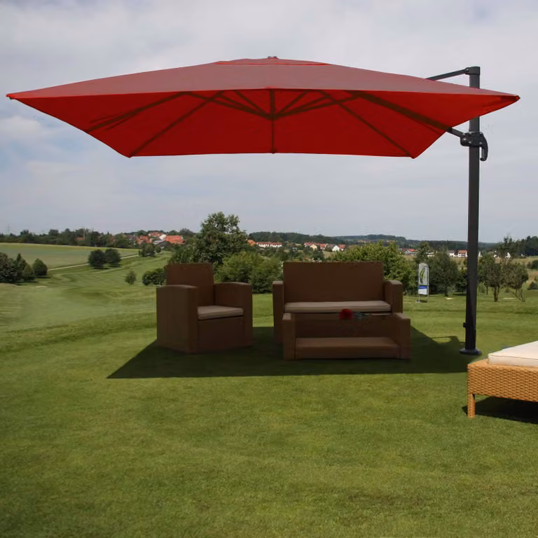 Mendler Gastronomie-scherm met pergola model HWC-A96, bordeaux, 3x4 meter (diameter 5 meter)