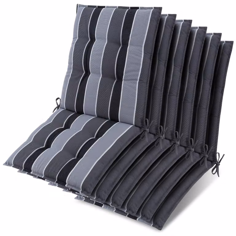 Beautissu 6-delige set zonnedekbedden antraciet gestreept B/D/H: 105 x 50 x 8 cm