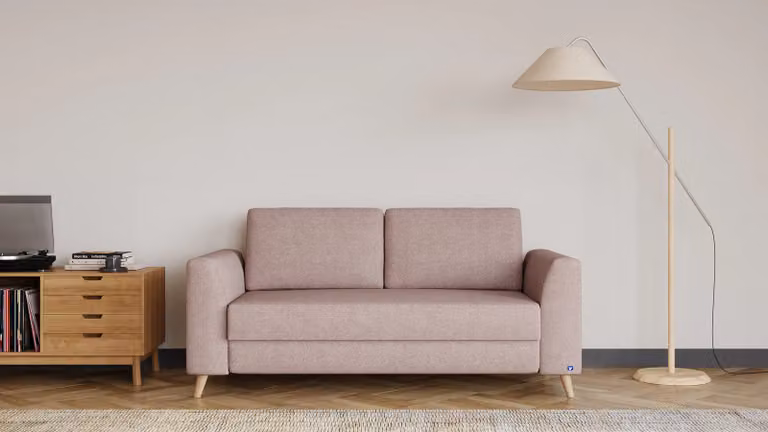 BRUNO slaapbank Pink Blush roze, 140 cm, Classic met massief houten frame en boxspringcomfort