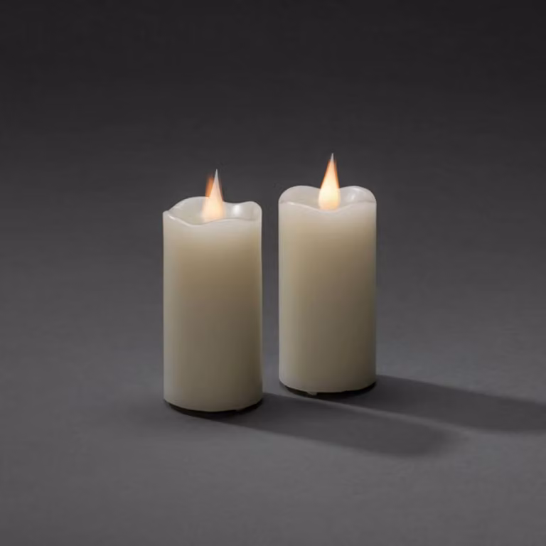 Konstsmide Christmas LED waskaarsen crème met amber licht, set van 2, Ø 5 cm