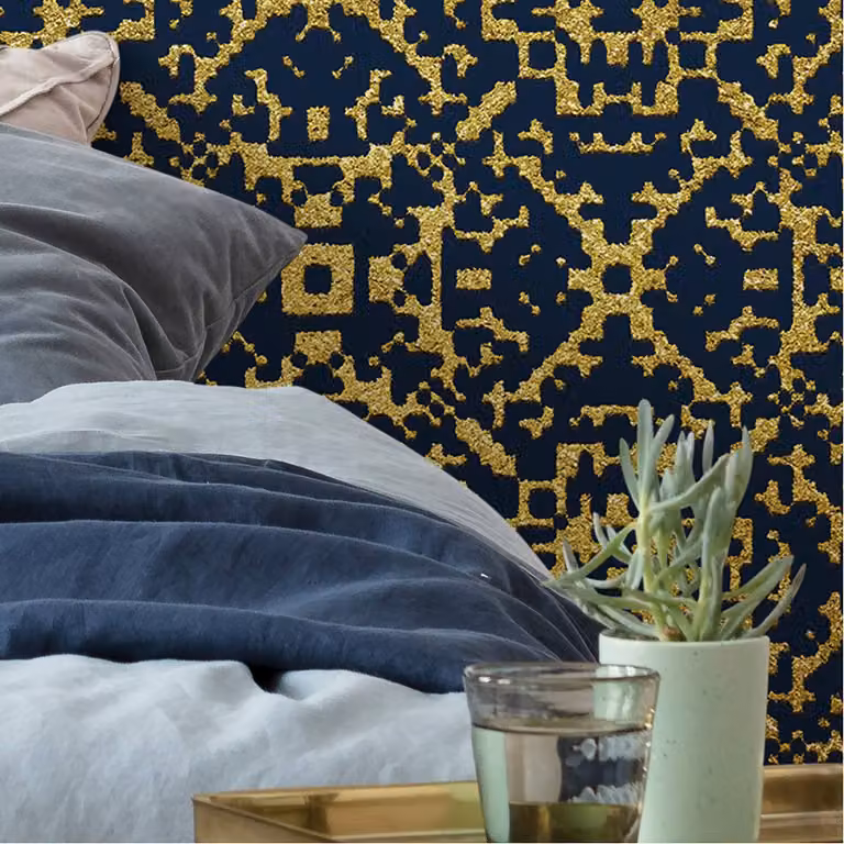 home24 Fotobehang Fabuleux Blauw Geometrisch Glamour B: 200 cm, H: 280 cm