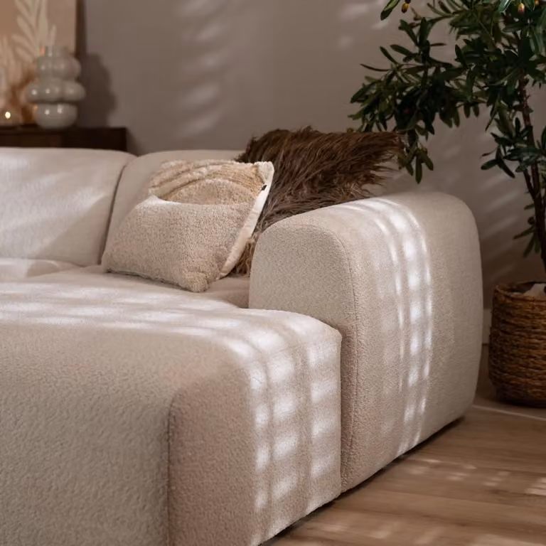 Hoekbank Maine XL Bronx71 in bouclé stof, off white, rechtsmodel