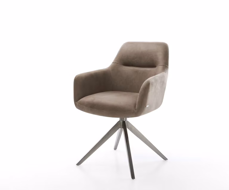 DELIFE Draaistoel Pejo-Flex in microvezel beige met armleuningen en 360 graden draaibaar functie