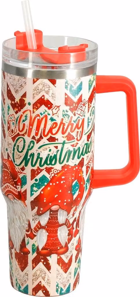 Multicolore Drinkbeker Merry Christmas van roestvrij staal, 1200 ml