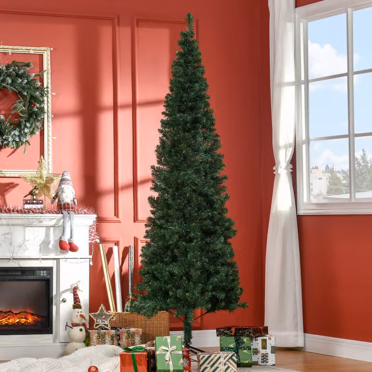 HOMCOM Kerstboom met metalen standaard, 631 takpunten, Groen, 81 x 210 cm