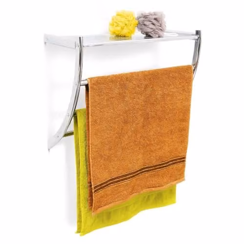 Relaxdays Handdoekrek van metaal, Zilver, H x B x D: 43 x 56 x 23 cm, Wandmontage