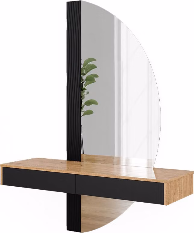 Vicco Melisa Kaptafel Zwart met LED-spiegel, Breedte: 120 cm
